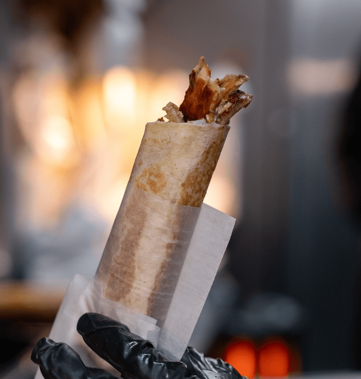 Close-up wrap and fries